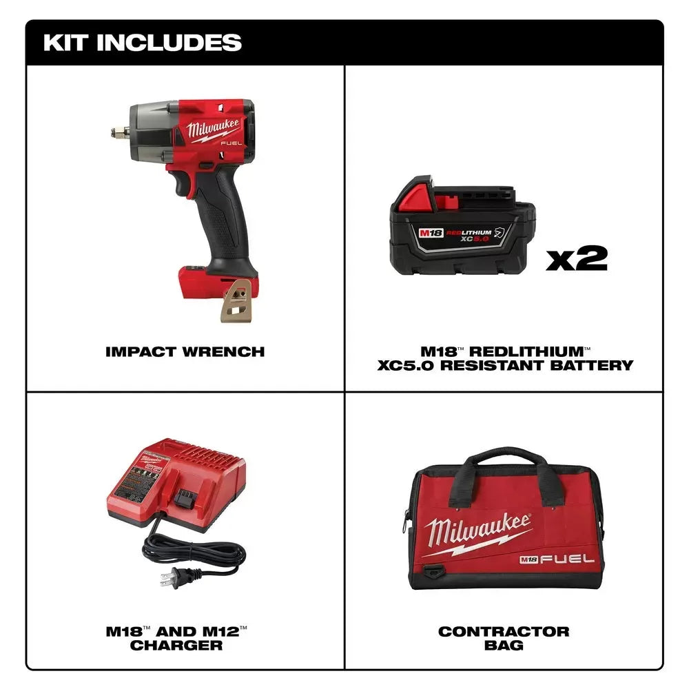 Milwaukee Pre-Sale 2960-22R M18 FUEL 18V 3/8 Mid-Torque Impact Wrench w/ Ring Kit