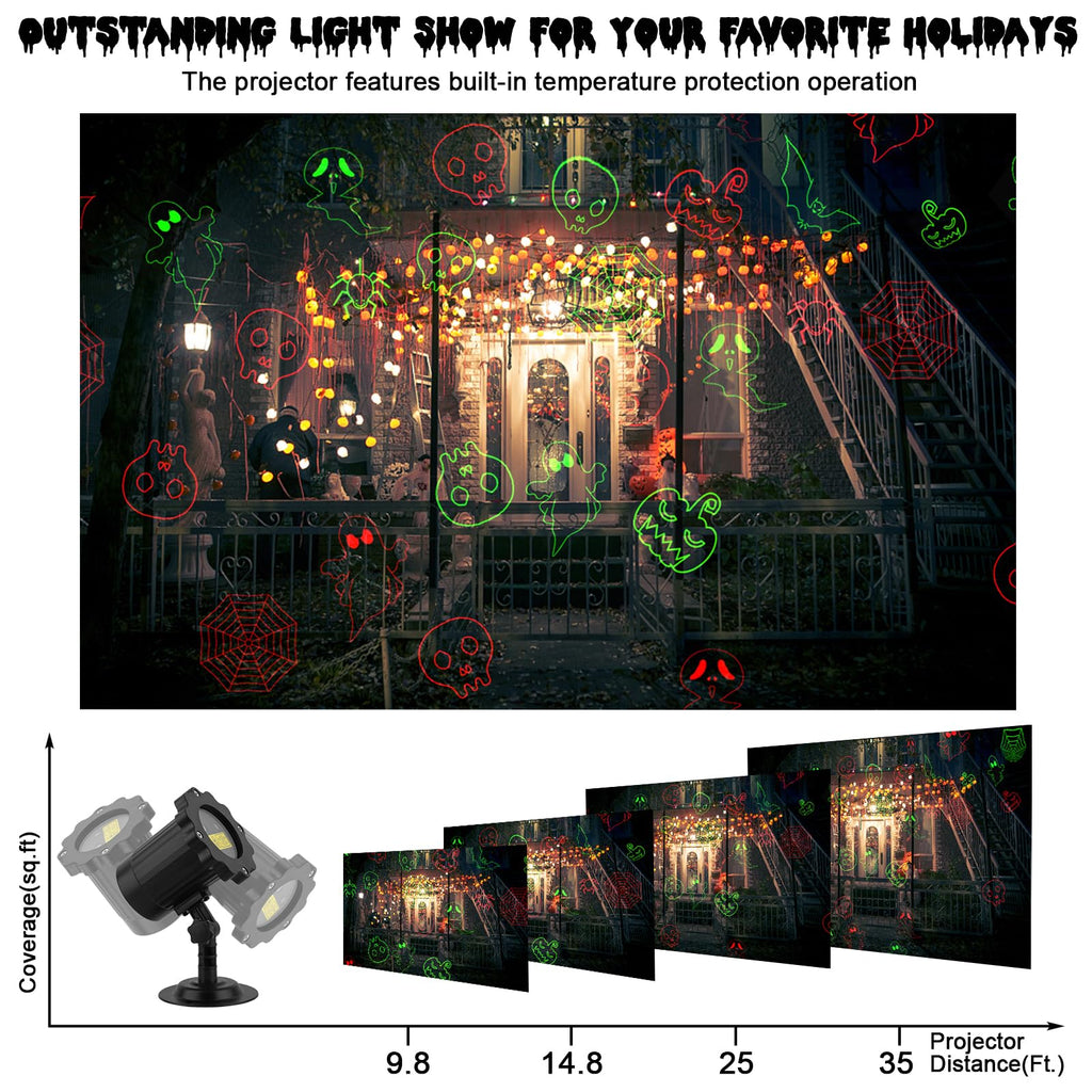 Outdoor Laser Projector with RF Remote and Timer for Holiday Displays