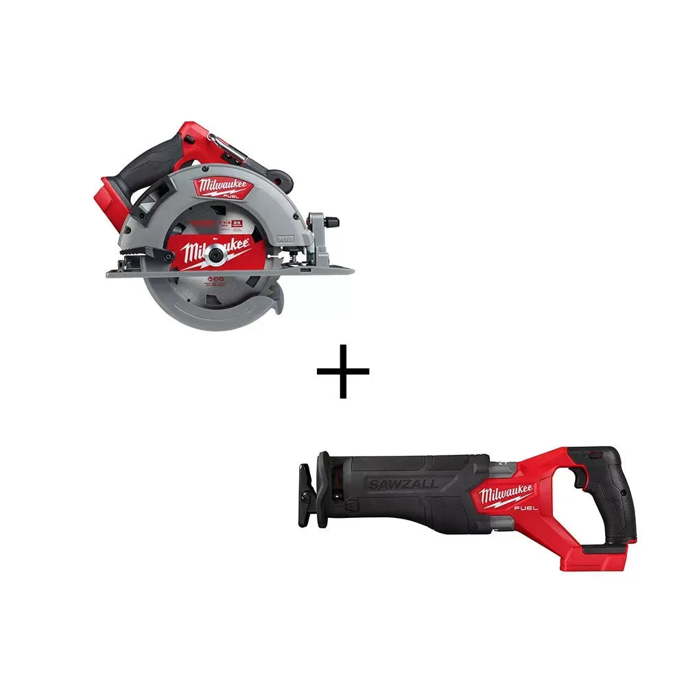 Milwaukee 2732-20 M18 FUEL 18V 7-1/4 Circular Saw w/ SAWZALL Reciprocating Saw