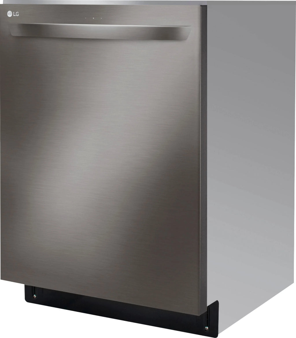 LG - 24 Top-Control Built-In Smart Wifi-Enabled Dishwasher with Stainless Steel Tub, Quadwash, and 3rd Rack - Black stainless steel