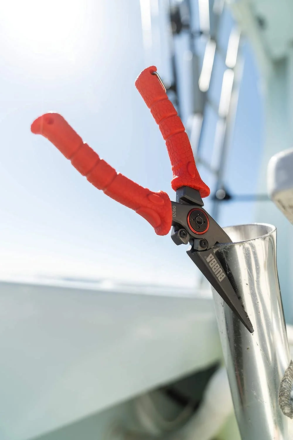 BUBBA 8.5 Stainless Steel Pliers with Non-Slip Handle， Spring Loaded with Crimping Tools and Anvil Cutters Lanyard Hole and Sheath