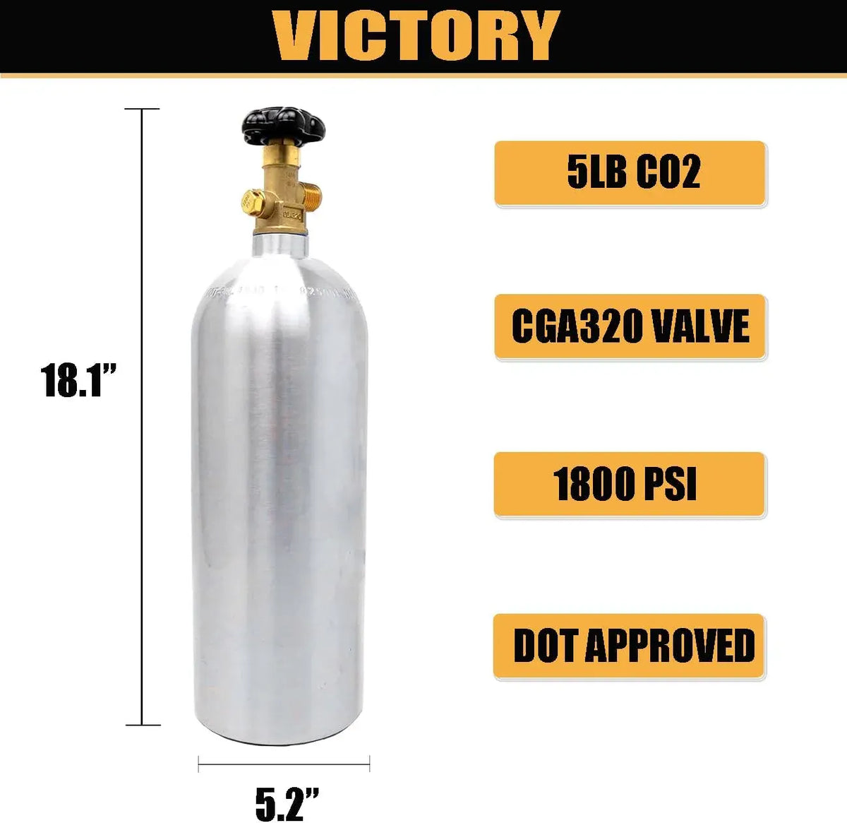 Victory 5lb CO2 Tank Aluminum Cylinder with CGA320 Valve