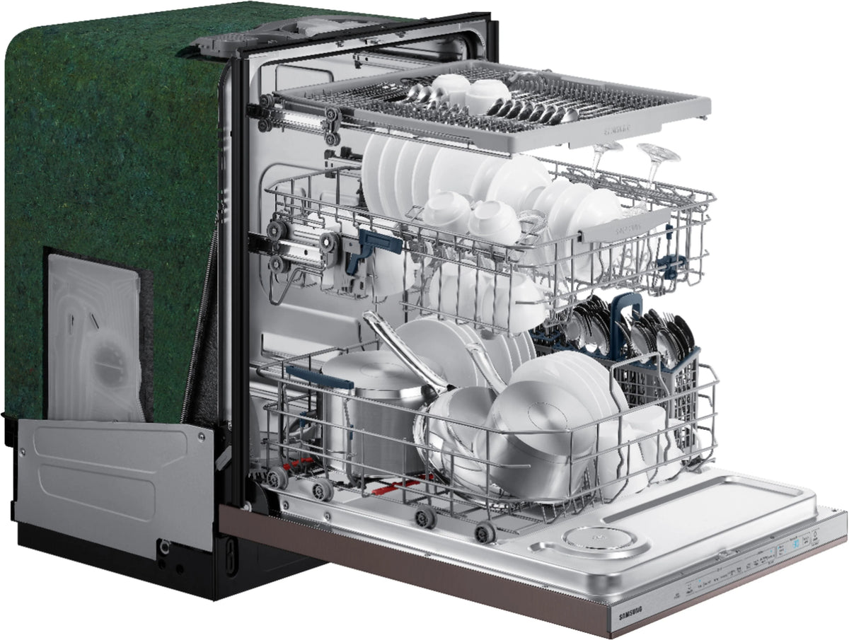 Samsung - StormWash 24 Top Control Built-In Dishwasher with AutoRelease Dry, 3rd Rack, 48 dBA - Tuscan stainless steel