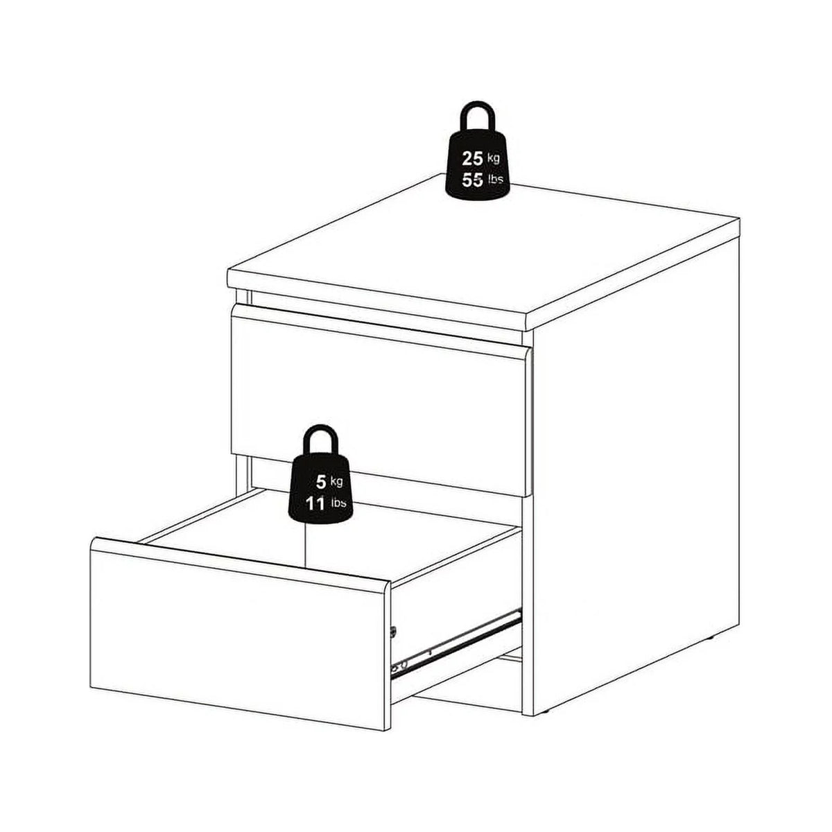 Home Square 2 Piece Furniture Set with Platform Full Bed and 2 Drawer Nightstand