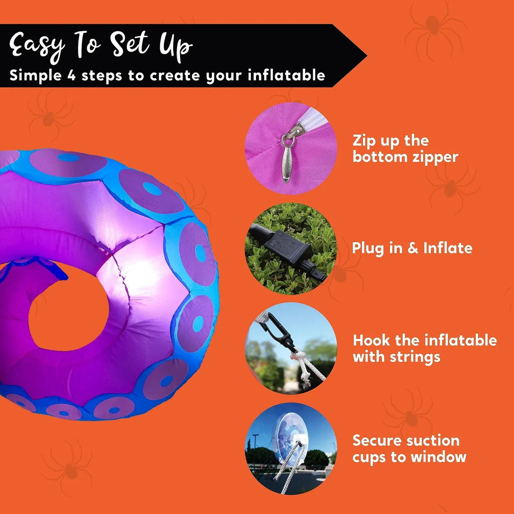3 Pcs Halloween Inflatable Outdoor Giant Octopus Tentacle Broke Out from Window