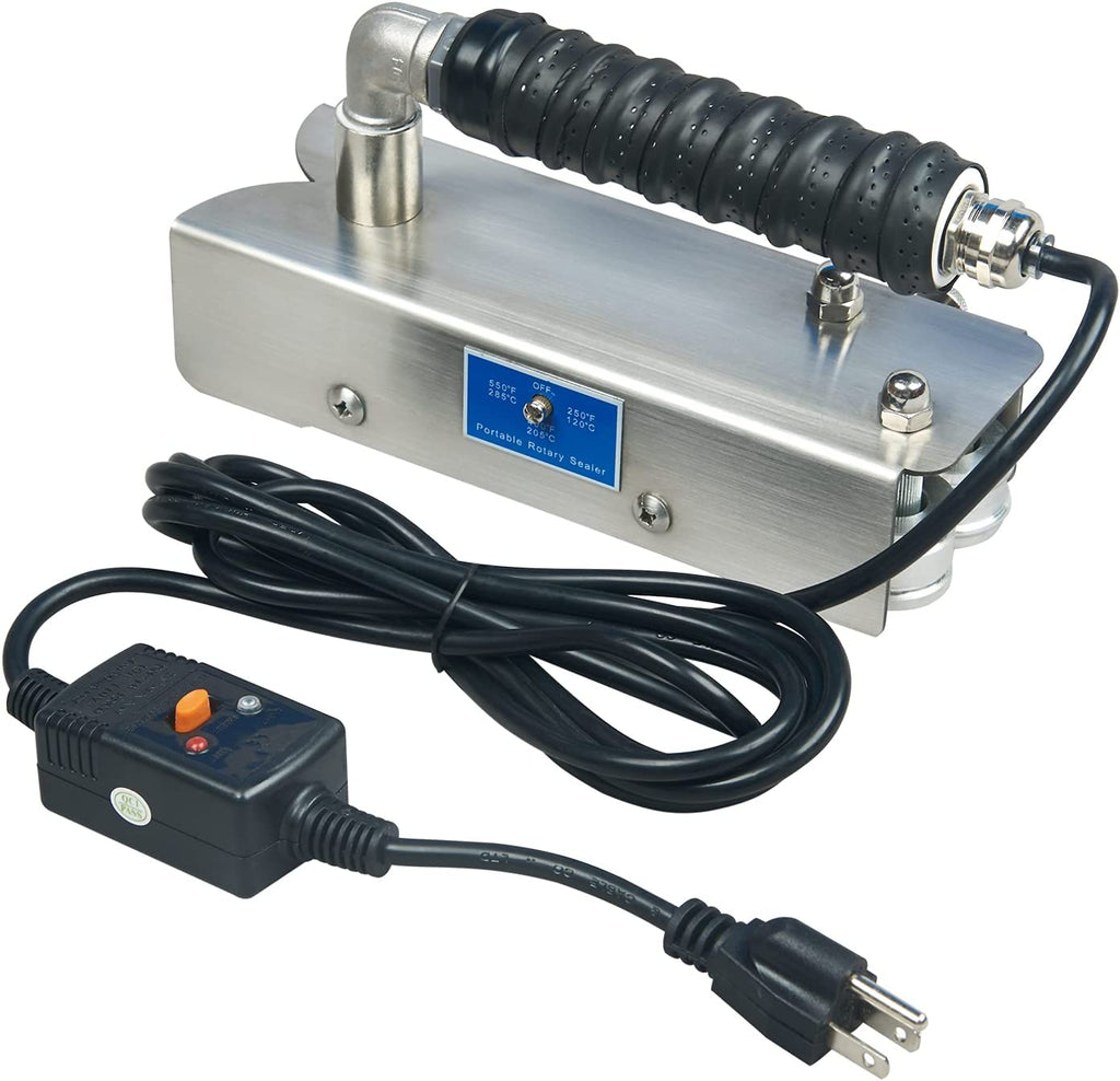Sgpkme Continuous Hand Rotary Bag Sealer Model ROS-25 Stainless Steel Portable Directly-heated Hand Held Sealer