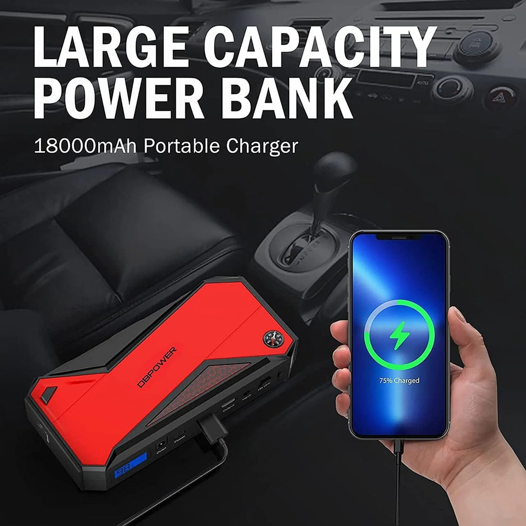 DBPOWER 800A Peak 18000mAh Portable Car Jump Starter Portable Battery Booster