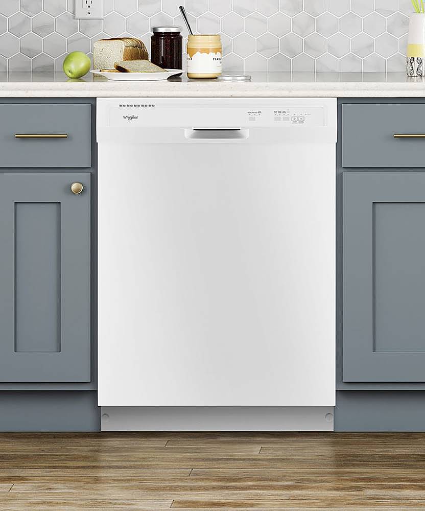 Whirlpool - 24 Front Control Built-In Dishwasher with 1-Hour Wash Cycle, 55dBA - White