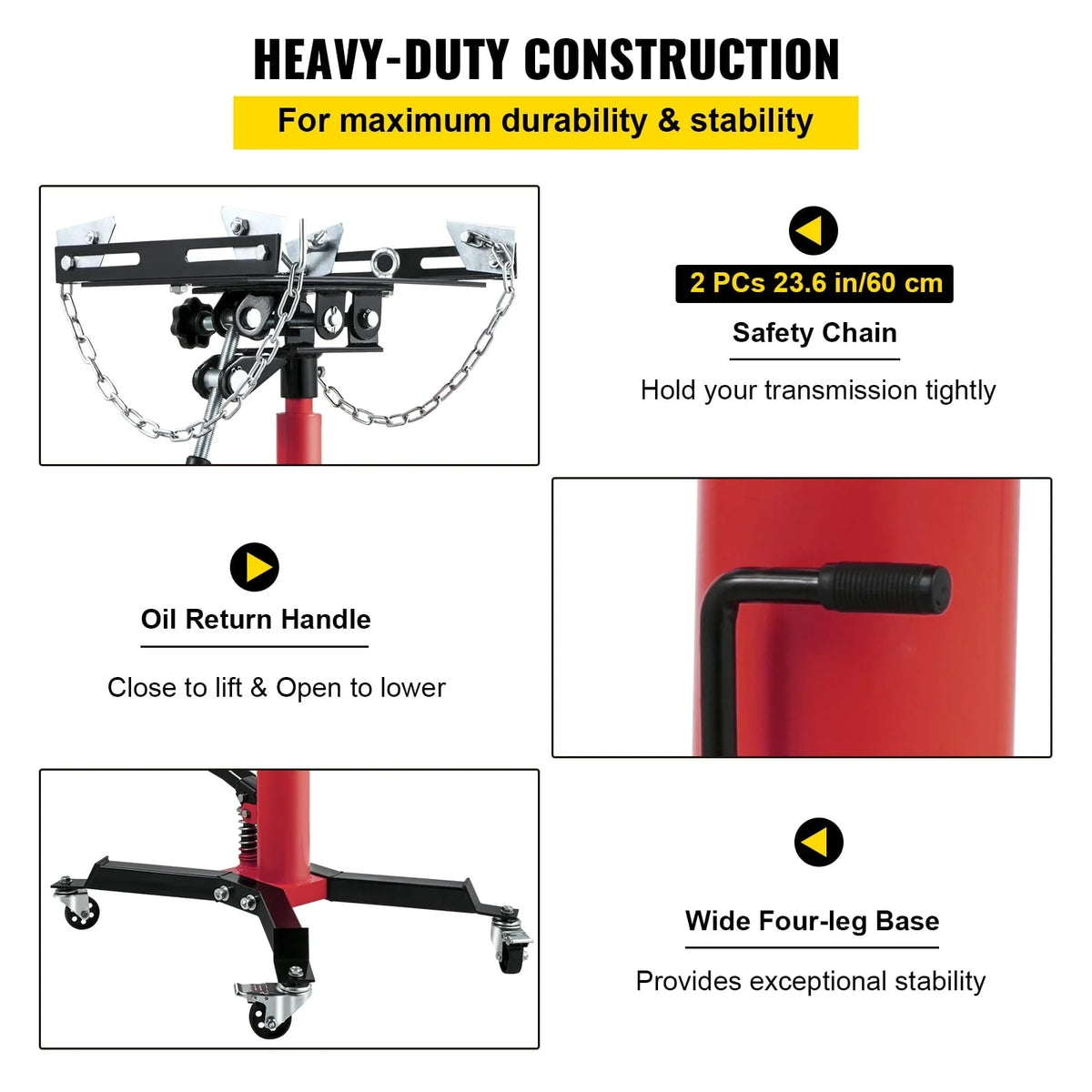BENTISM Transmission Jack 1322 lbs 2-Stage Hydraulic High Lift Vertical Telescopic