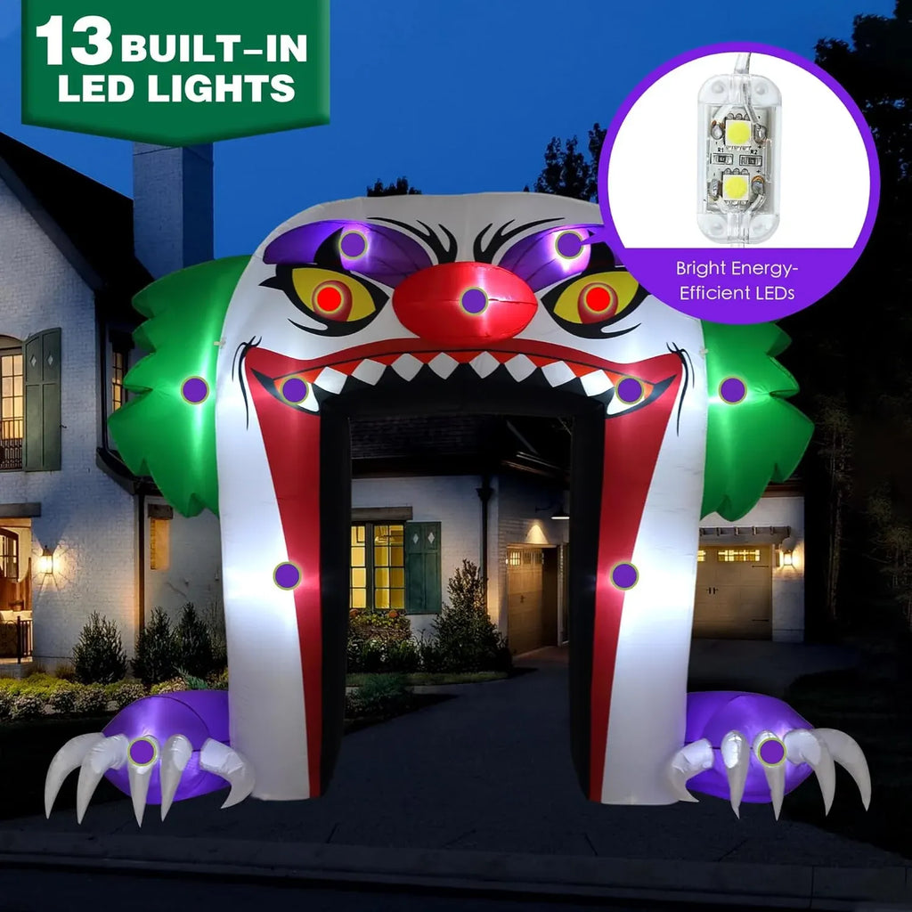 Giant 10 FT Halloween Inflatables Clown Archway Outdoor Decorations, Scary Halloween Arch Blow Up Yard Decorations for Front Yard Lawn Garden Decor