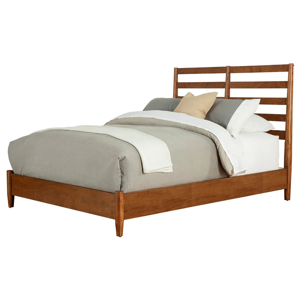 Home Square 4 Piece Set with Small TV Console Full Wood Bed & Large Nightstand