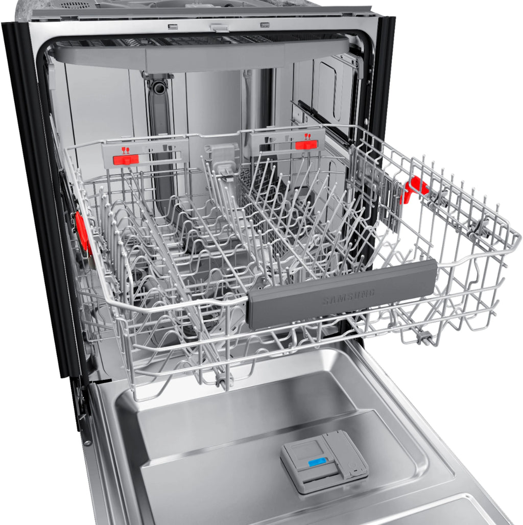 Samsung - StormWash 24 Top Control Built-In Dishwasher with AutoRelease Dry, 3rd Rack, 42 dBA - Black stainless steel