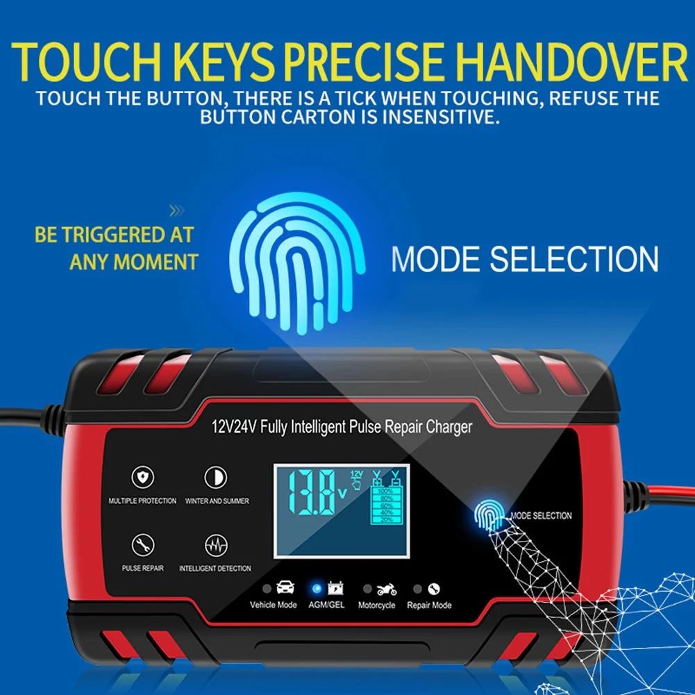 Car Battery Charger 12V /24V Smart Fully Automatic Battery Repair Pulse Charger