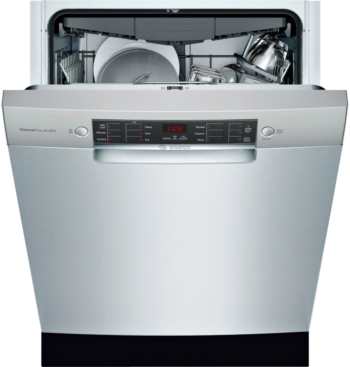 Bosch - 800 Series 24 Front Control Built-In Dishwasher with Stainless Steel Tub - Stainless steel