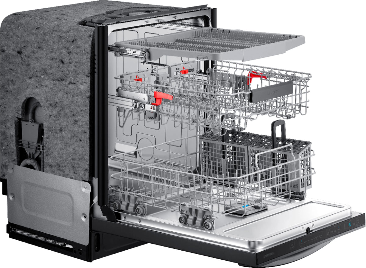 Samsung - StormWash 24 Top Control Built-In Dishwasher with AutoRelease Dry, 3rd Rack, 42 dBA - Black stainless steel