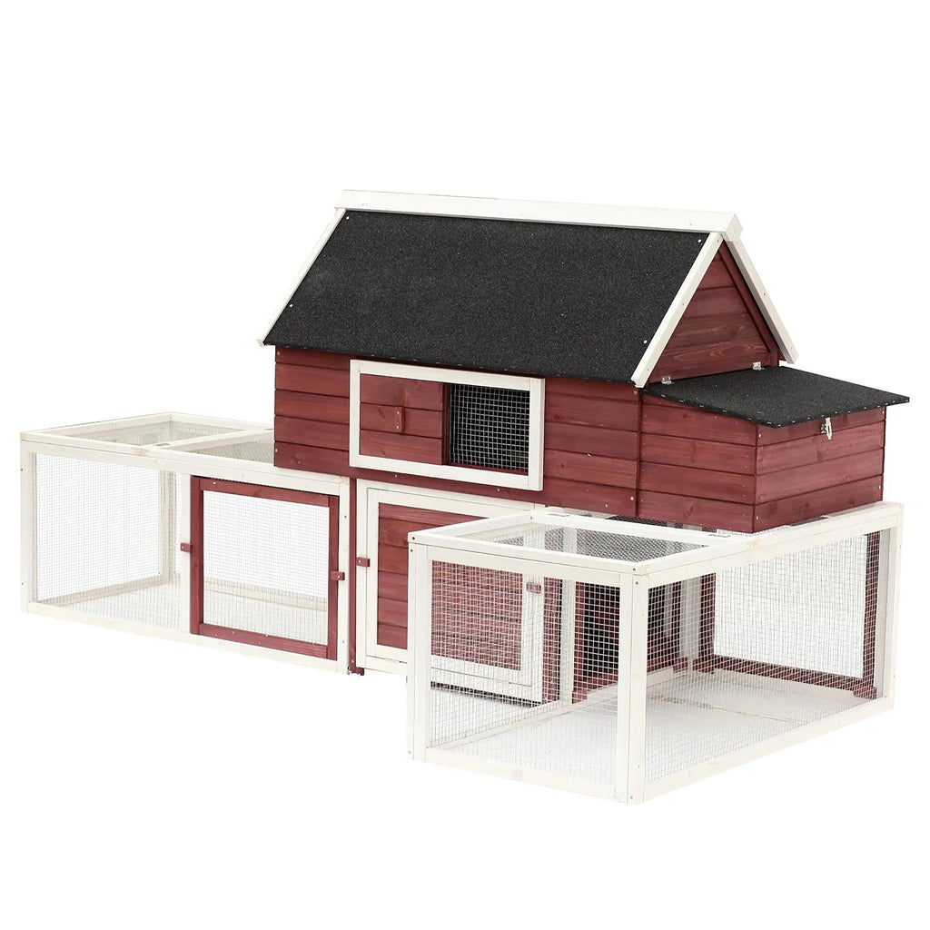 Pawhut Wooden Customizable Backyard Chicken Coop With Nesting Box and Runs, 114