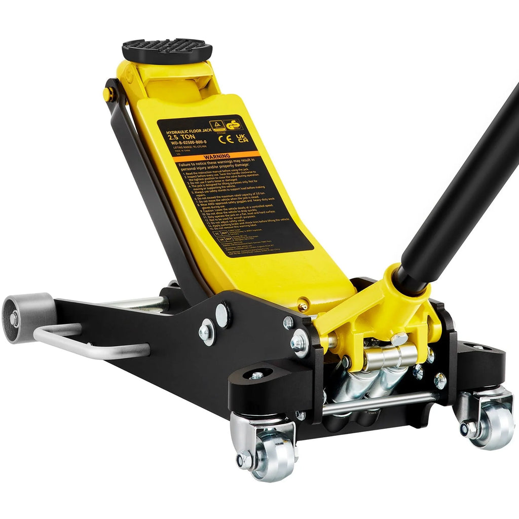 BENTISM Low Profile Floor Jack 2.5 Ton (5500 lbs), Aluminum and Steel Hydraulic Racing Floor Jack, Dual Piston Quick Lift Pump, 3-3/4-18-7/10 Height Lifting Range, Yellow+Black