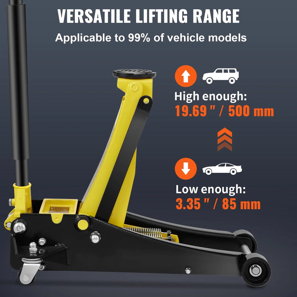 BENTISM Low Profile Floor Jack 3 Ton Heavy Duty Steel Dual Piston Rapid Pump