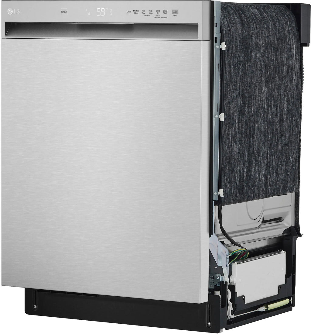 LG - 24 Front-Control Built-In Dishwasher with Stainless Steel Tub, QuadWash, 50 dBa - Stainless steel