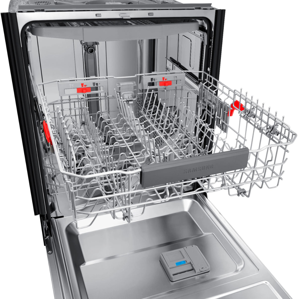 Samsung - StormWash 24 Top Control Built-In Dishwasher with AutoRelease Dry, 3rd Rack, 42 dBA - Black stainless steel