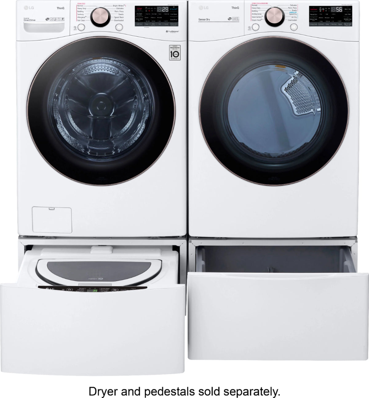 LG - 4.5 Cu. Ft. High-Efficiency Stackable Smart Front Load Washer with Steam and Built-In Intelligence - White