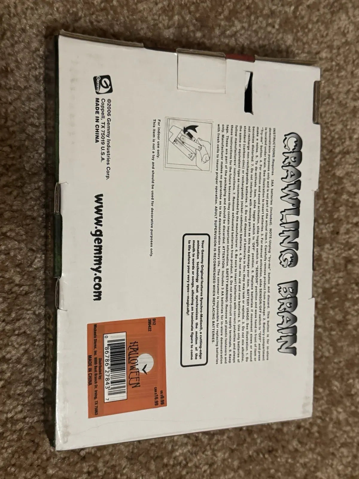Gemmy Halloween Animated Crawling Brain 2007 Working Restored With Box