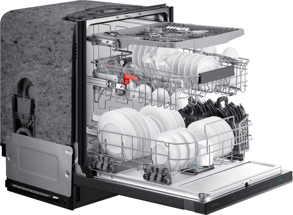 Samsung - StormWash 24 Top Control Built-In Dishwasher with AutoRelease Dry, 3rd Rack, 42 dBA - Black stainless steel