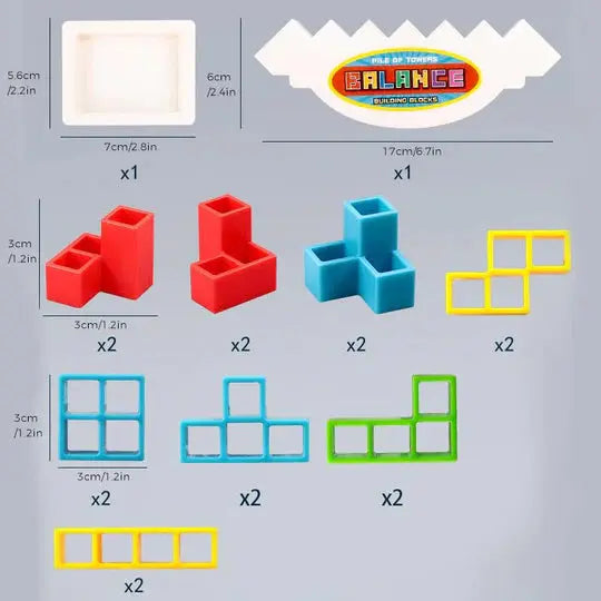 Magnetic Stacking Toy with 24 Interlocking Geometric Blocks and Base, Fine Motor Skill Game