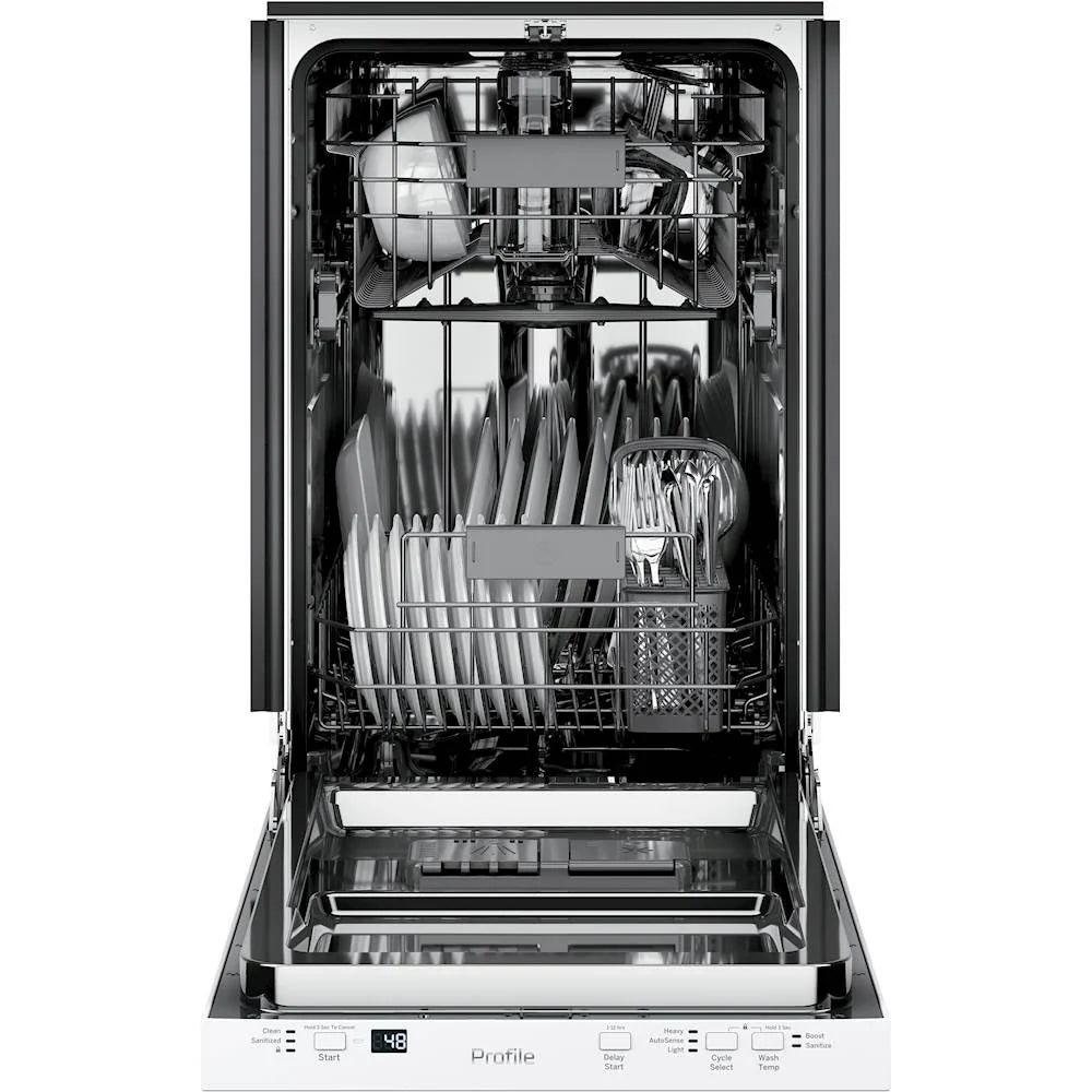 GE Profile - 18 Top Control Built-In Dishwasher with Stainless Steel Tub - White
