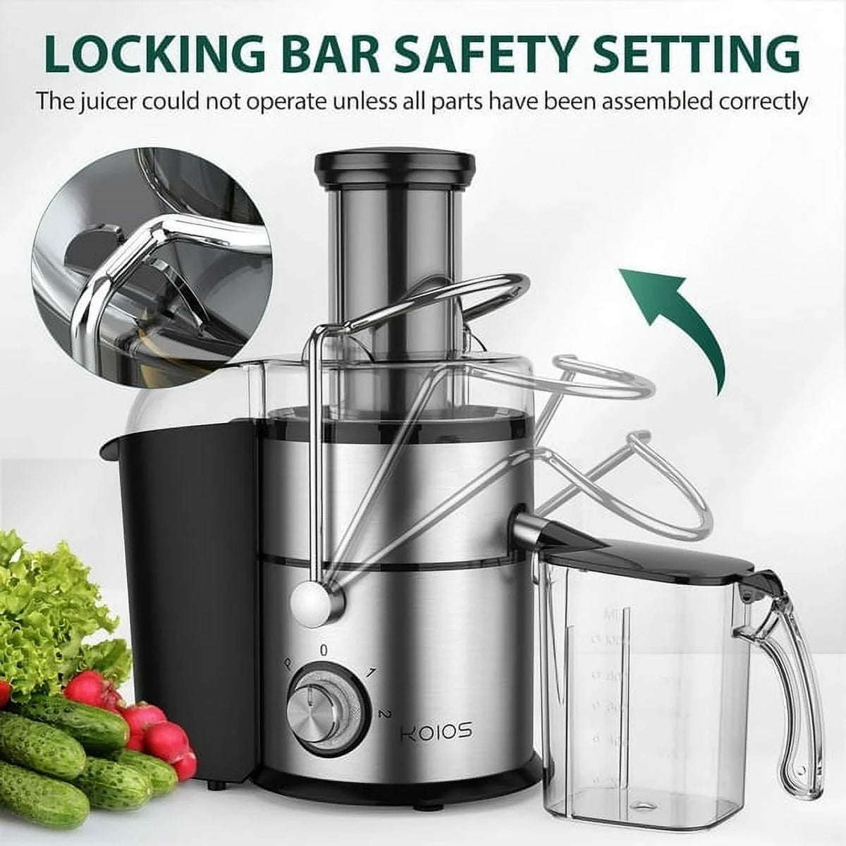 Centrifugal Juicer Machines Vegetable and Fruit,1100W Juice Extractor with 3 Feed Chute,BPA Free,Easy to Clean,High Juice Yield,Black