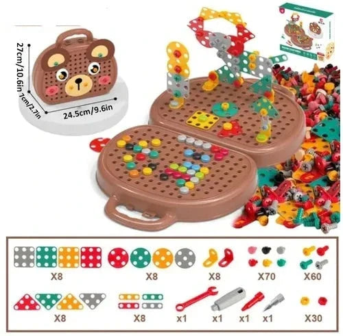 Montessori Building Set with Battery-Powered Screwdriver and 80+ Pieces, Ages 3+ for STEM