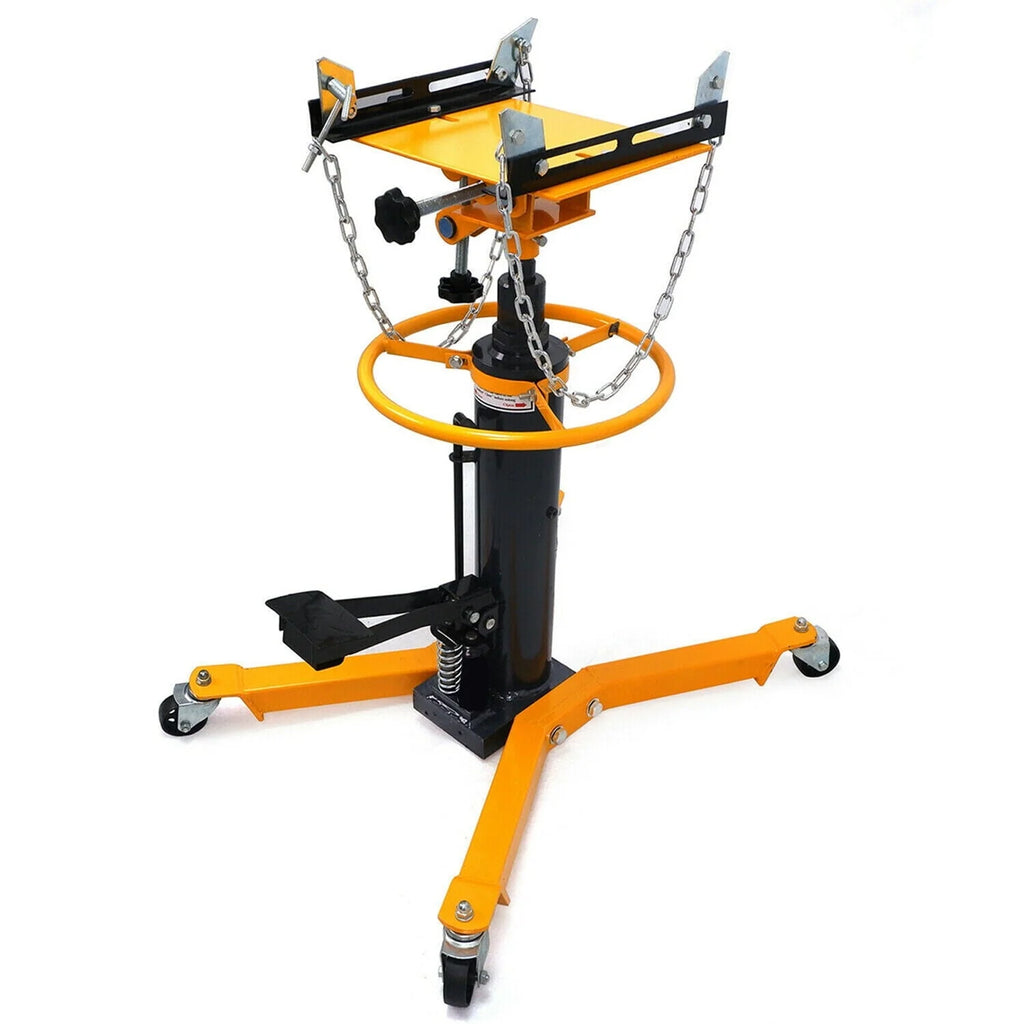 JSTUOKE 1660 Pounds Hydraulic Car Transmission Jack Vertical Lift with 360° Swivel Wheel Pedal ,Yellow,33-70(0.5Ton)