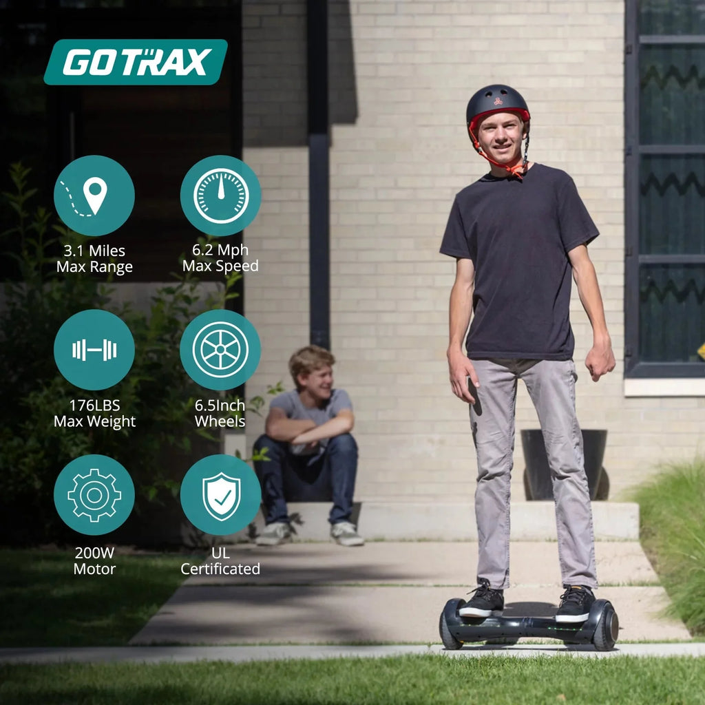 GOTRAX FX3 Hoverboard for Kids Adults,200W Motor 6.5 LED Wheels 6.2mph Speed Hover Board, Blue