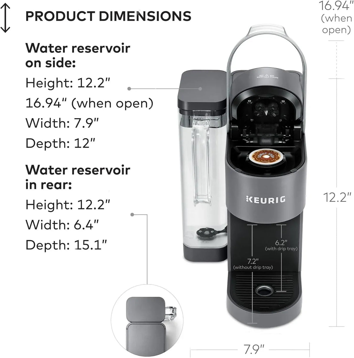 Keurig K-Supreme Single Serve K-Cup Pod Coffee Maker, MultiStream Technology, 4 Brew Sizes, 66oz Dual-Position Removable Reservoir, Gray