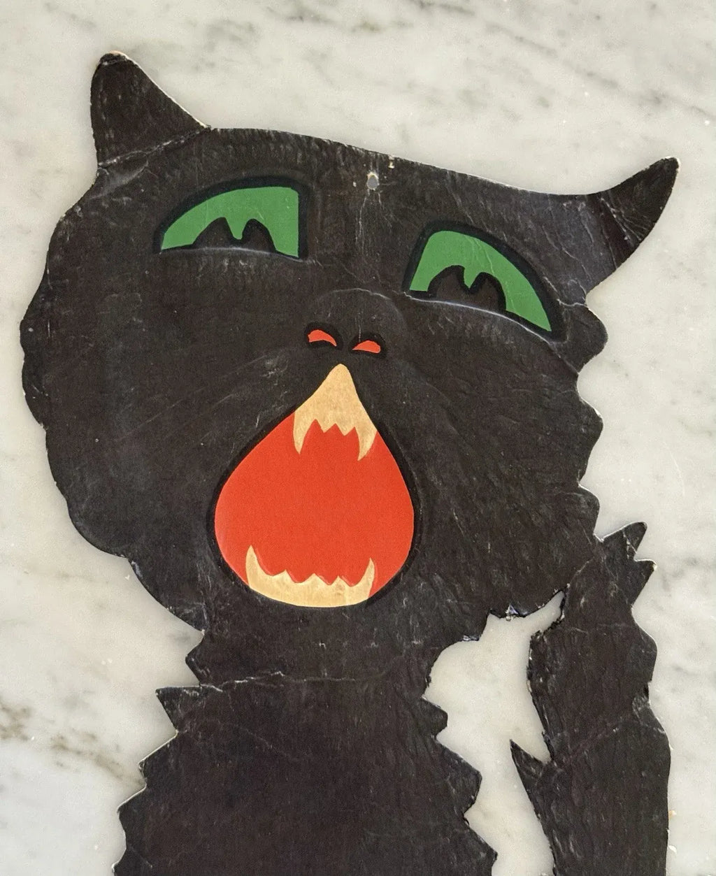 Antique H.E. Luhrs Embossed Die-Cut Scaredy Cat Halloween Decor RARE