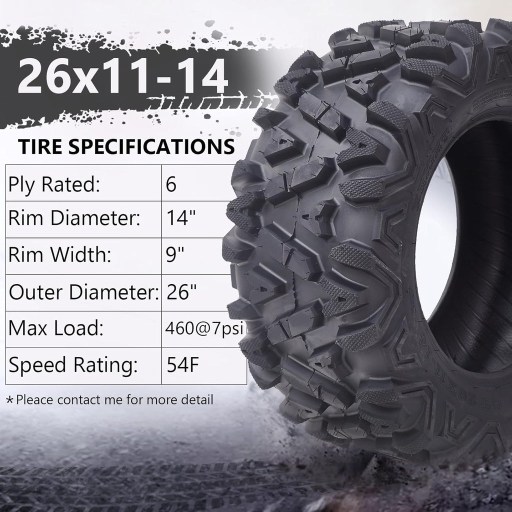26x12-12 All-Terrain ATV/UTV Tires, Set of 2