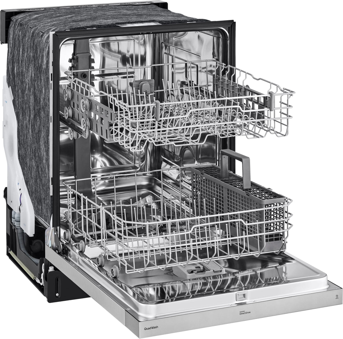 LG - 24 Front-Control Built-In Dishwasher with Stainless Steel Tub, QuadWash, 50 dBa - Stainless steel