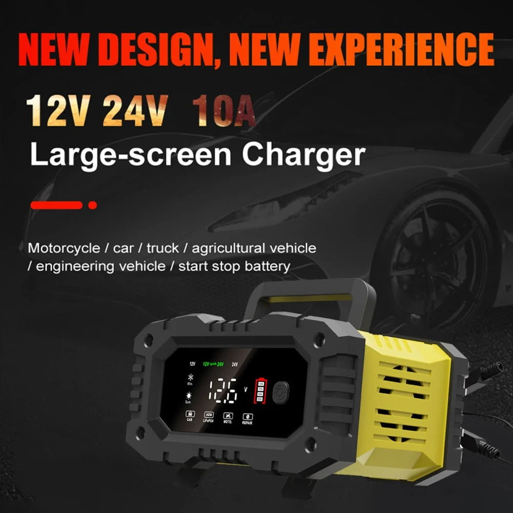 BESVEH 20A/10A Car Motorcycle Battery Charger 12V/24V Smart Charger Lithium AGM