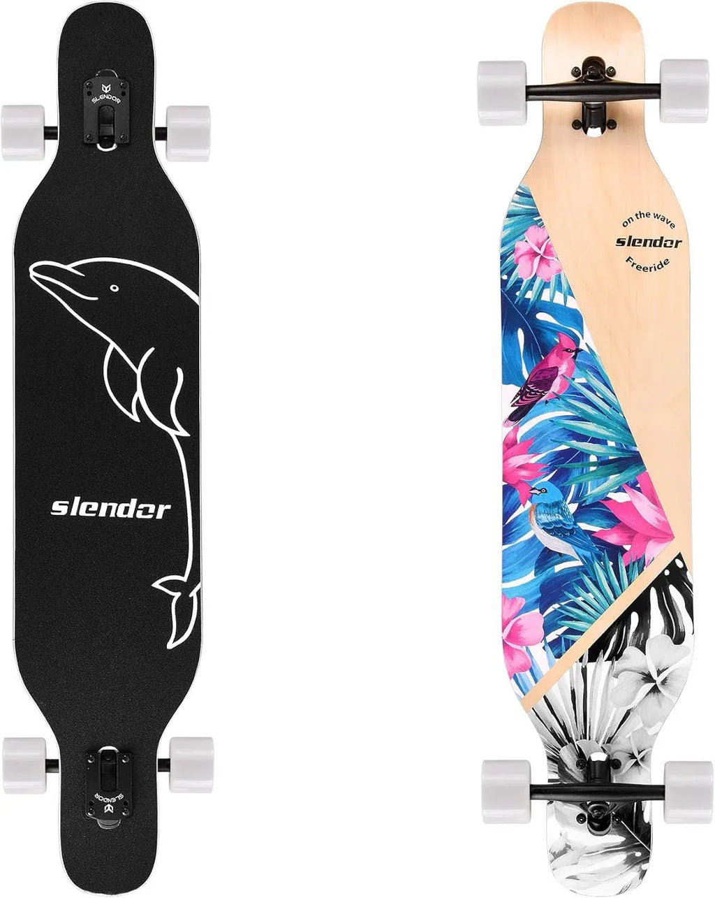 Slendor Longboard Skateboard 42 inch Drop Through Deck Complete Maple Cruiser Freestyle, Camber Concave