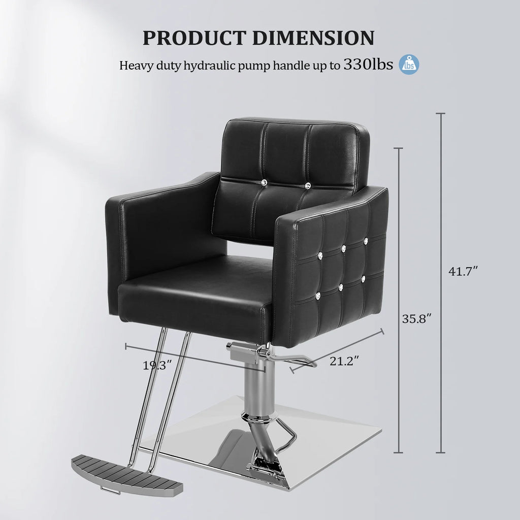 OmySalon Hair Salon Chair Hydraulic Barber Chair for Home Barbershop Black, Braiding Chair for Hair Stylist Heavy Duty, Styling Hairdressing Beauty Spa Equipment