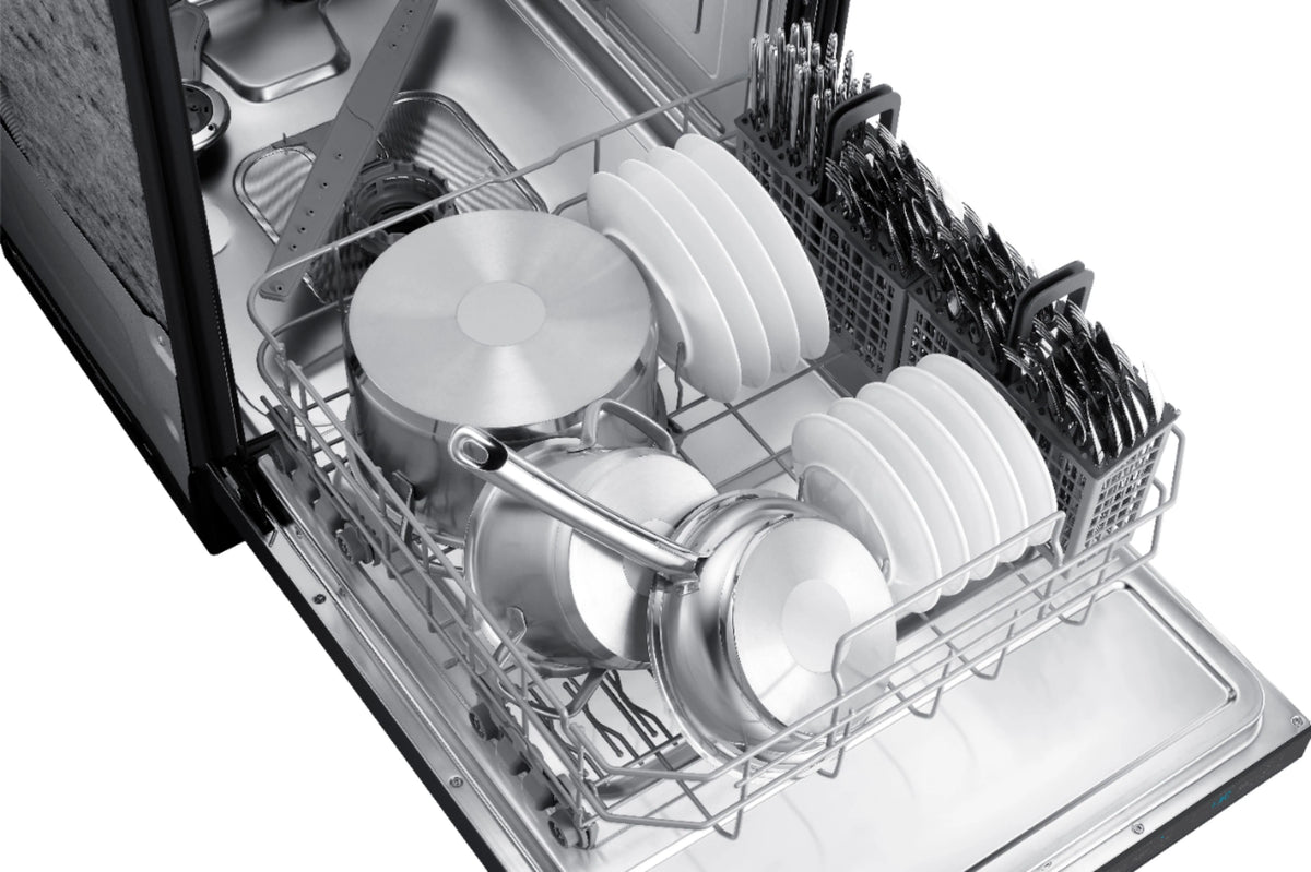 Samsung - StormWash 24 Top Control Built-In Dishwasher with AutoRelease Dry, 3rd Rack, 42 dBA - Black stainless steel