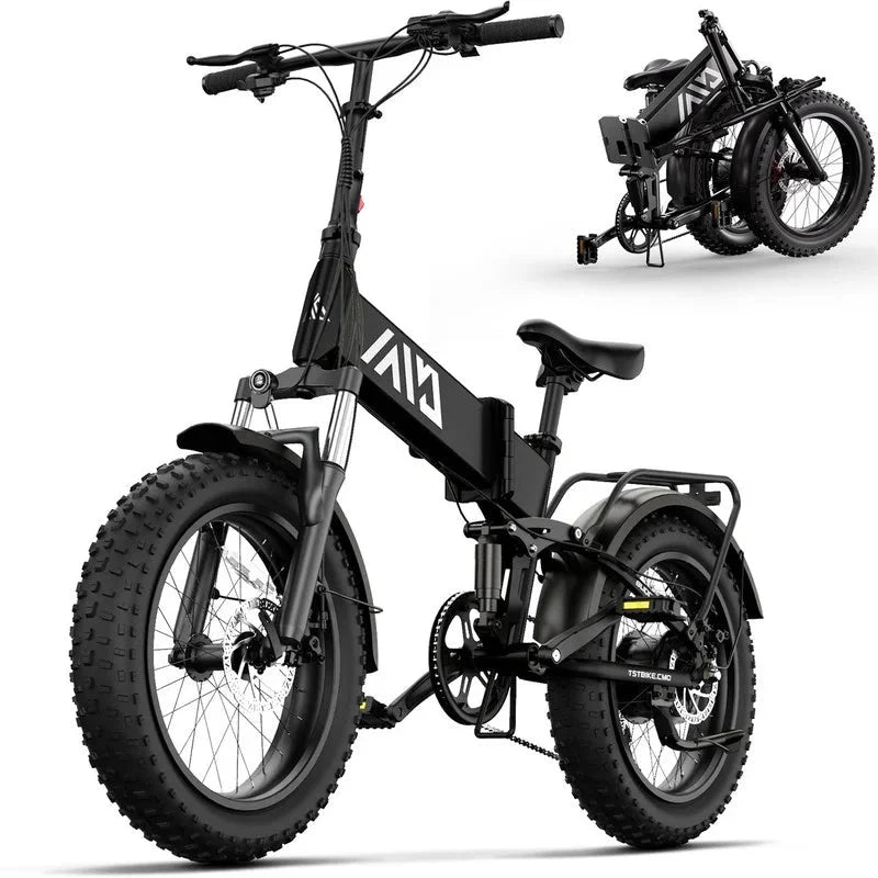 TST Electric Bike, 4.0 Fat Tire Foldable Ebike, 48V 13Ah Battery, 750W Electric Commuter Bicycle with LCD, 20 One-Step Folding Electric City Bike for Men Women, Black