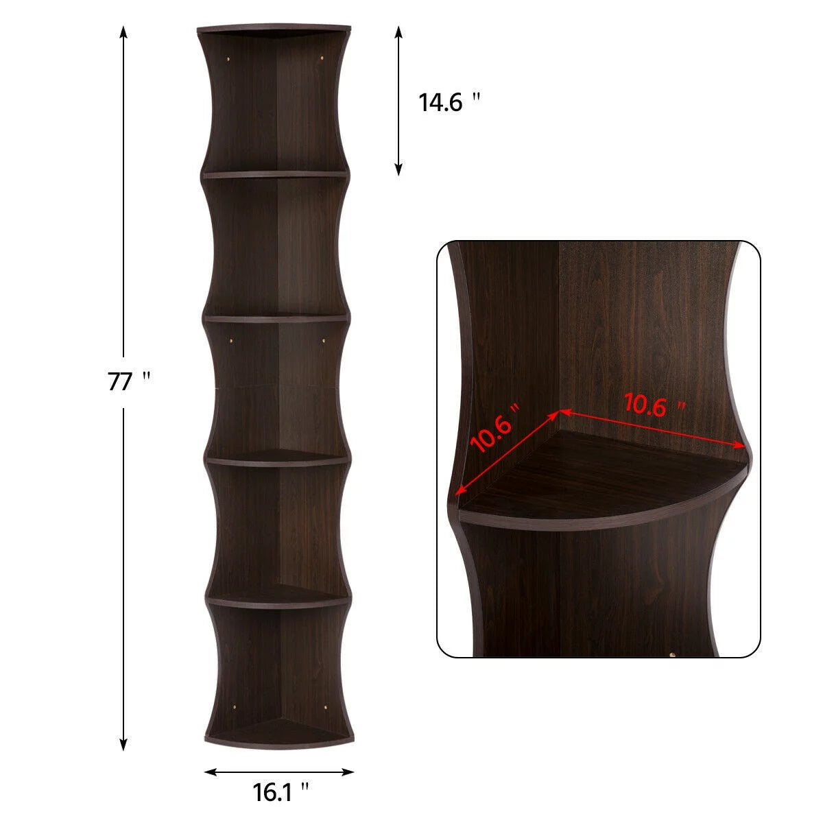 Nesuncia 77 H 5 Tier Corner Shelf Plant Stand Open Bookshelf Unique Furniture