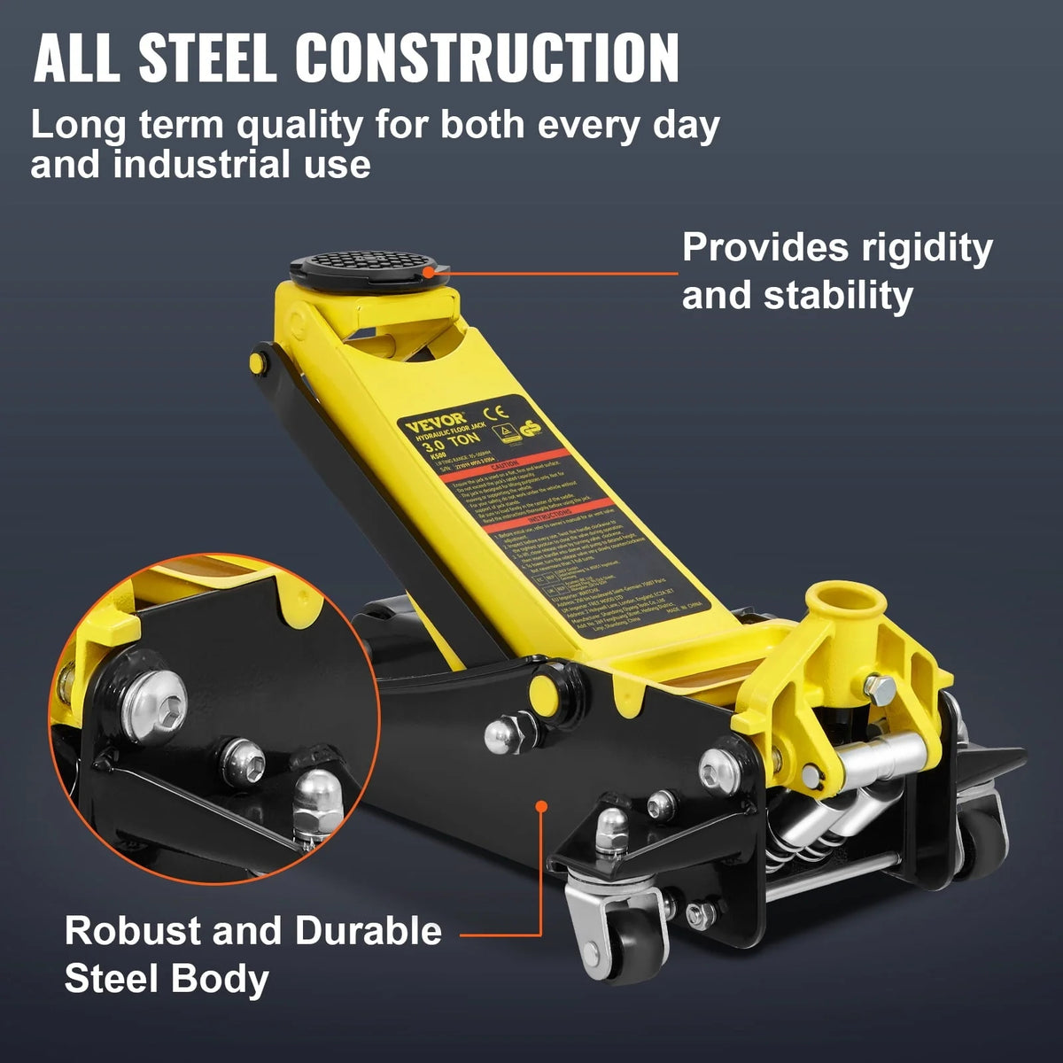 BENTISM Low Profile Floor Jack 3 Ton Heavy Duty Steel Dual Piston Rapid Pump