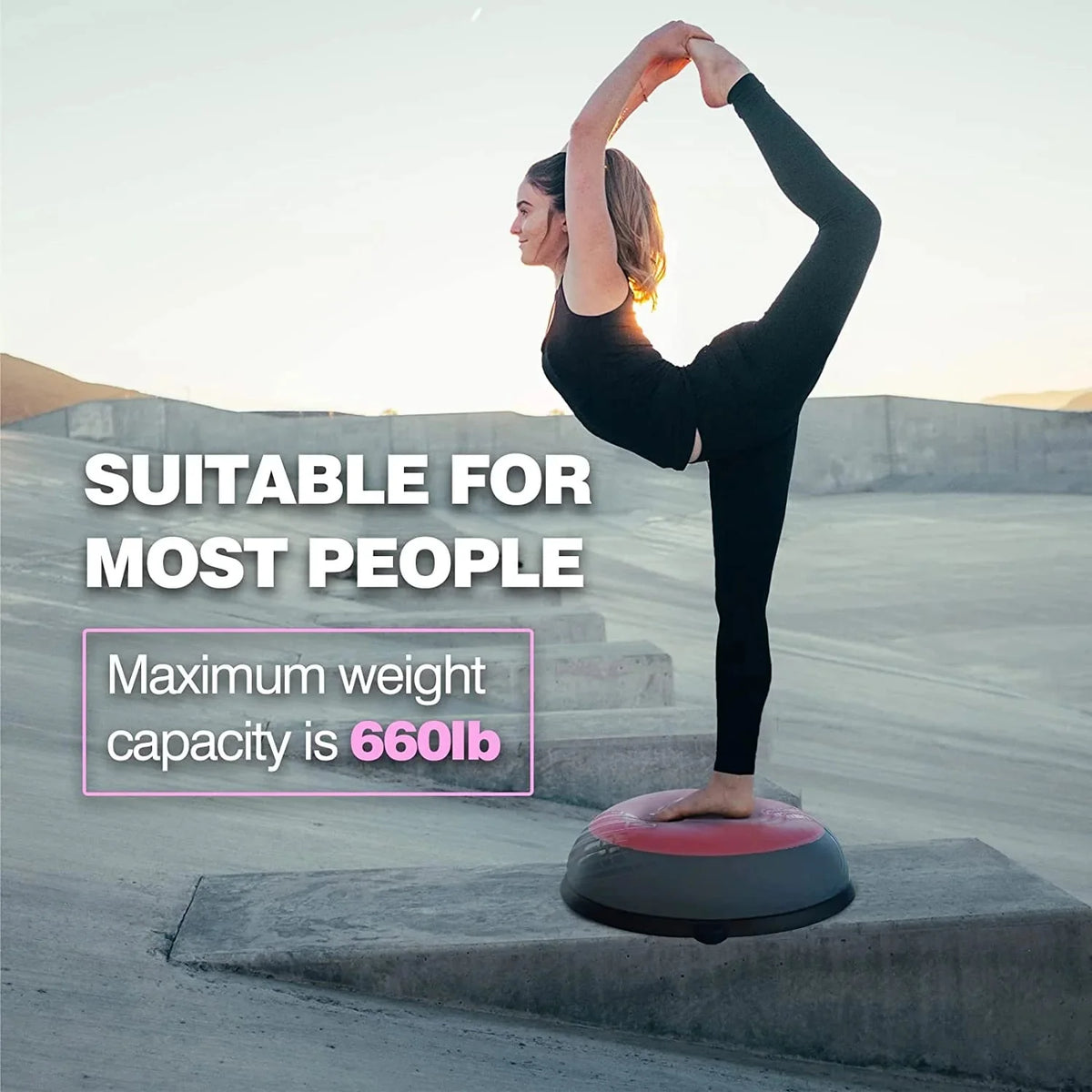 Balance Ball Balance Trainer 660LB Weight Capacity, IFAST 23 Half Ball with Resistant Band, Anti Burst Design, Anti-Slip Surface for Home Gym Yoga Fitness Stability Workout with Foot Pump