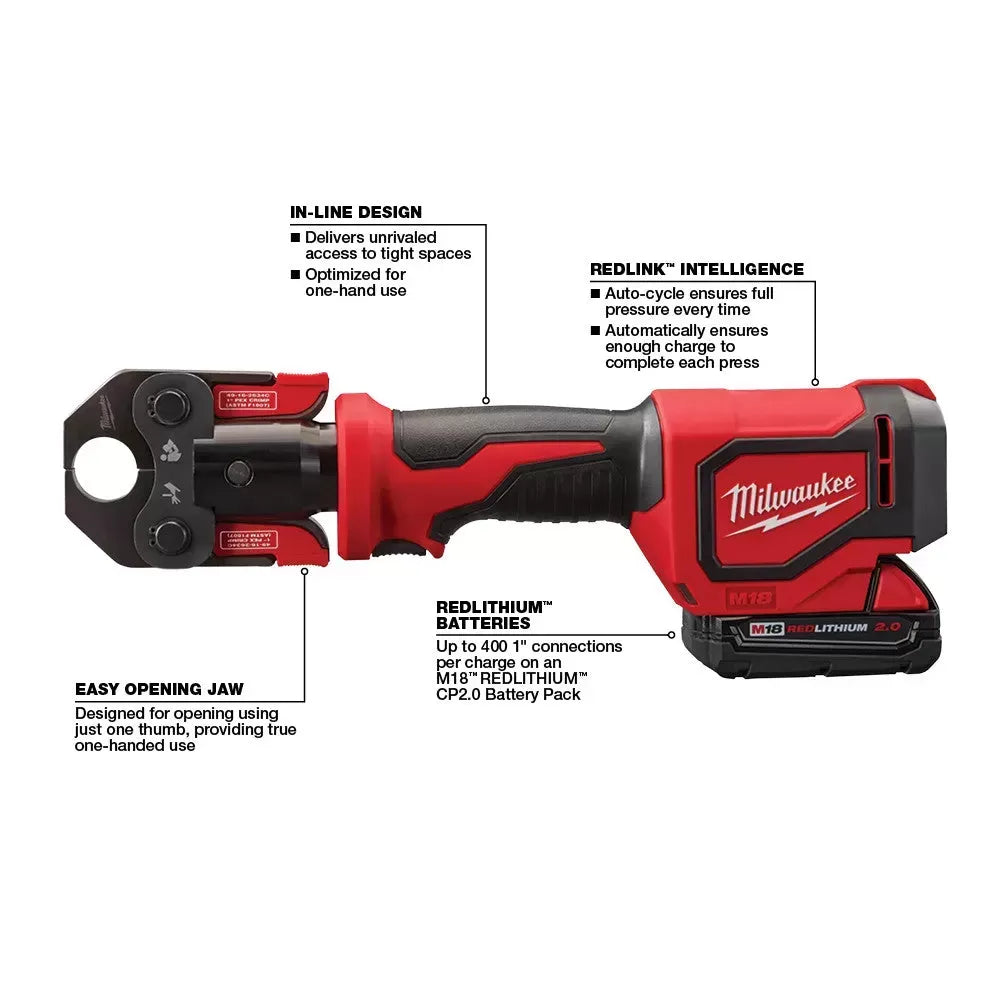 Milwaukee 2674-22C M18 18V Short Throw Press Tool Kit w/ PEX Crimp Jaws