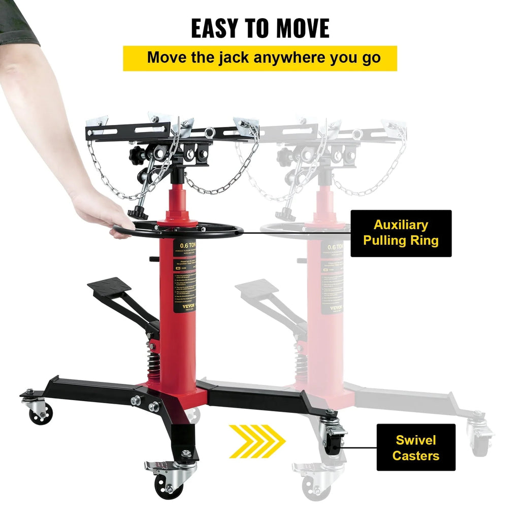 VEVOR Transmission Jack 1322 lbs 2-Stage Hydraulic High Lift Vertical Telescopic