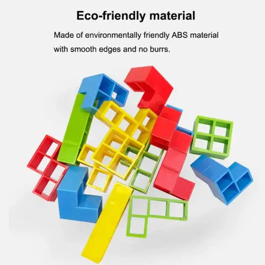 Magnetic Stacking Toy with 24 Interlocking Geometric Blocks and Base, Fine Motor Skill Game