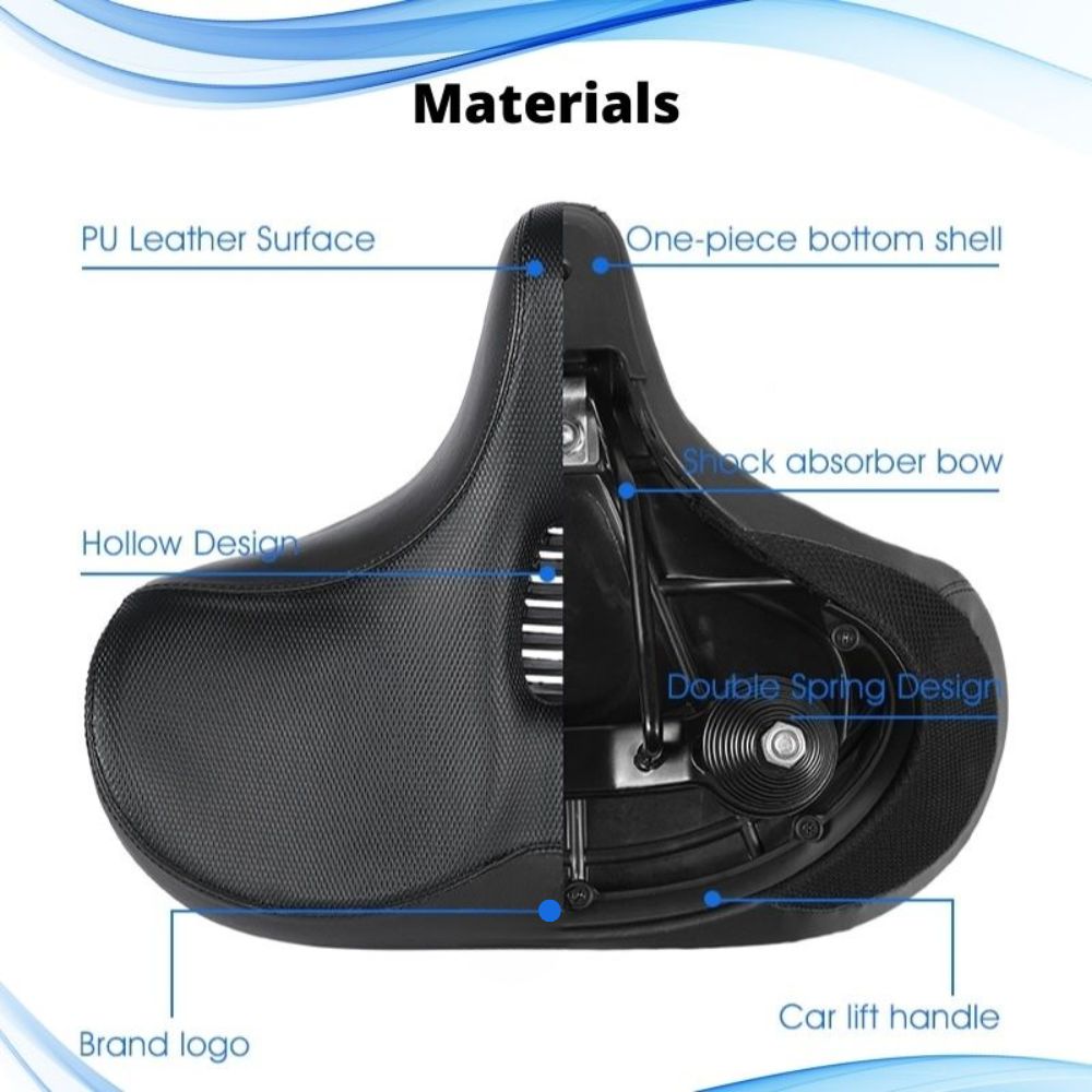 Oversized Bike Saddle with Dual Spring Suspension and Ventilated Foam  Cushion
