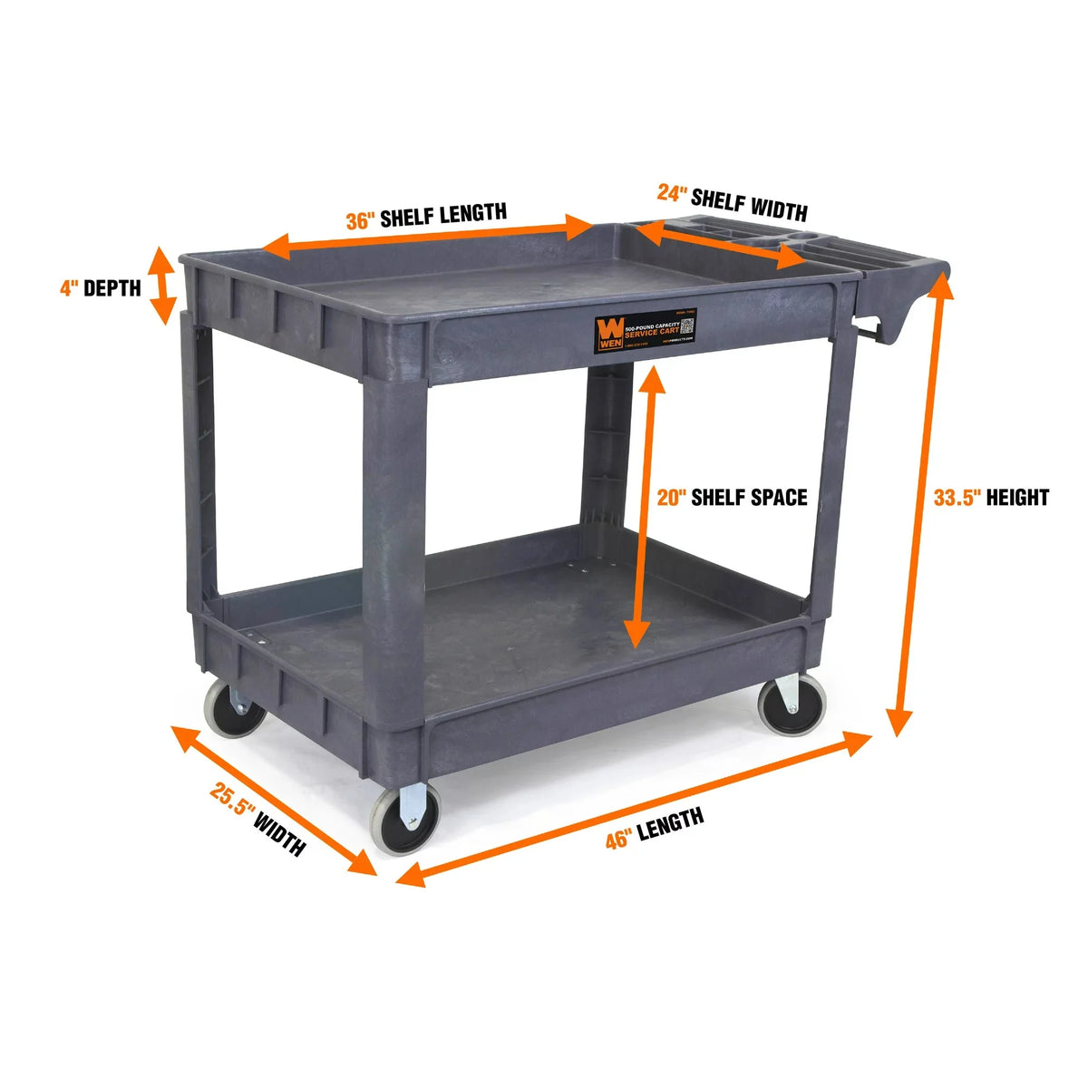 Wen Products 500-Pound Capacity 46 by 23-Inch Extra Large Service Utility Cart